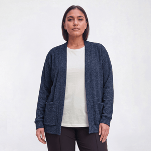 Plus Size Napa Valley Long Sleeve Waffle Knit Open Front Cardigan